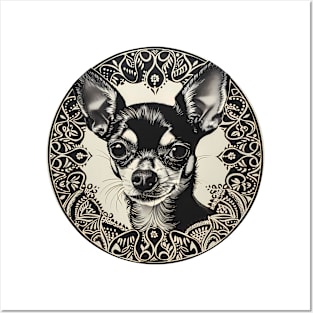 Mandala - Chihuahua Black Posters and Art